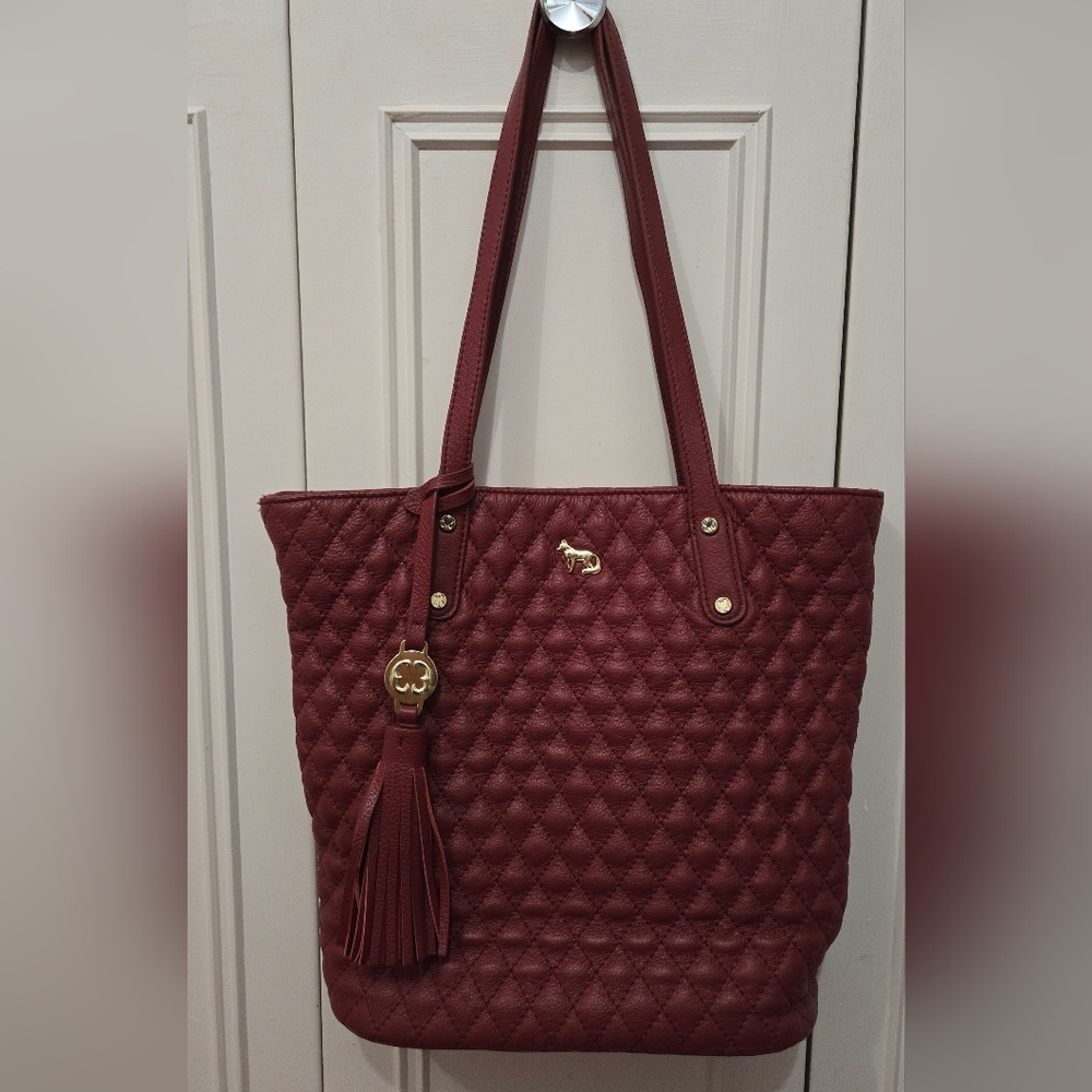 Emma Fox Leather Quilted Red Tote Bag